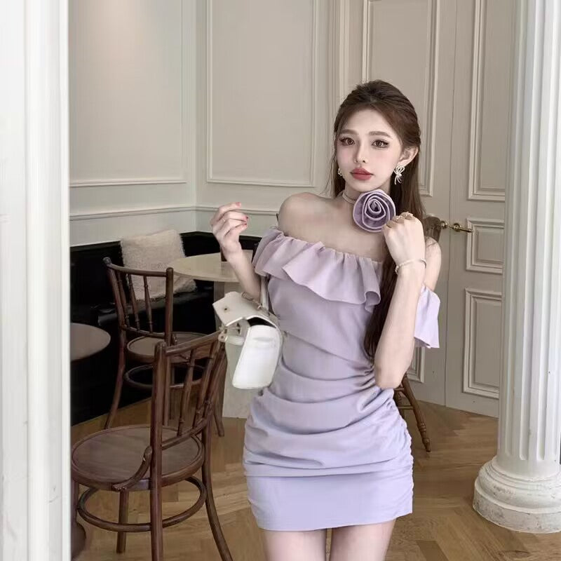 Ruffled sweet slim dress HA1910