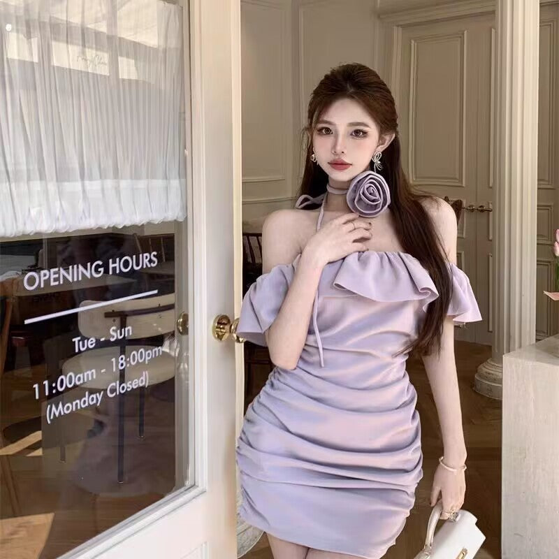 Ruffled sweet slim dress HA1910