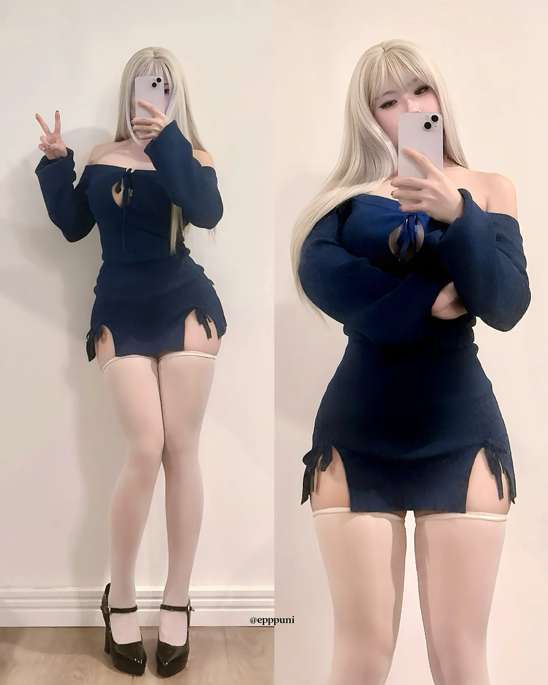 KORURACKUB-BUTTERFLY KNOT V-NECK DRESS SR06