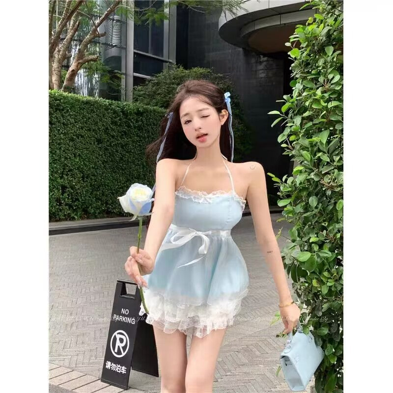 Lace Chiffon Vest Halter Straps HA1803