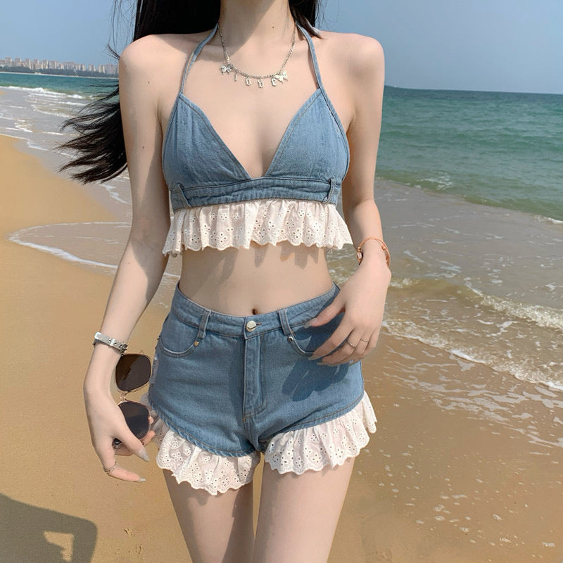 Spice Girls Halter Jeans Blouse  HA1743