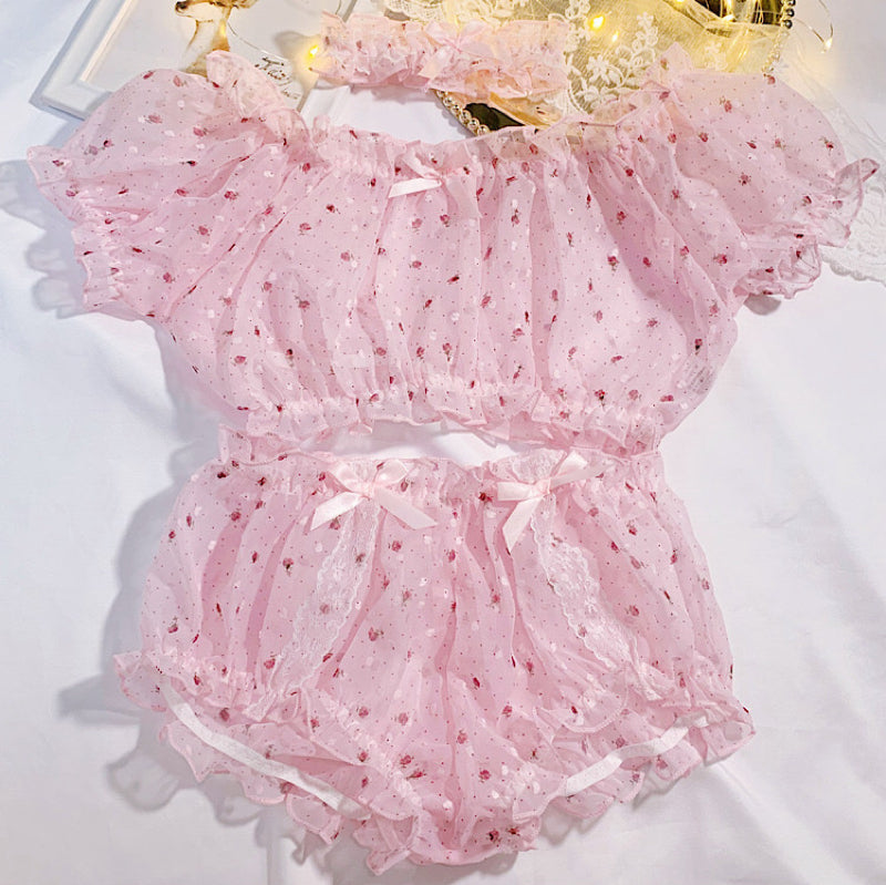 Polka dot miniskirt underwear set HA2169