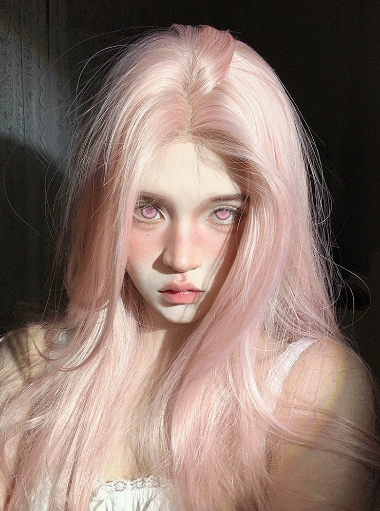 Pink long straight wig HA2516
