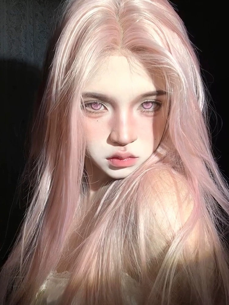 Pink long straight wig HA2516