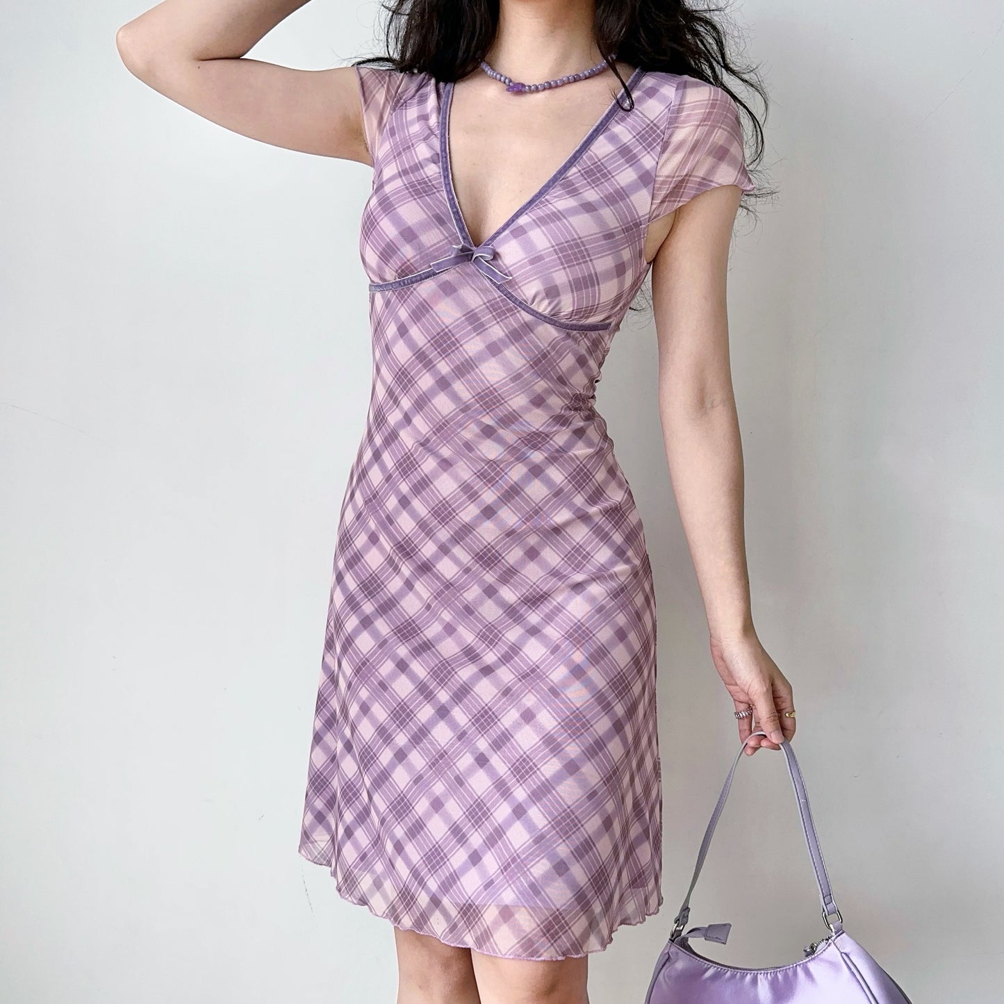Plaid Mesh Dress HA29702