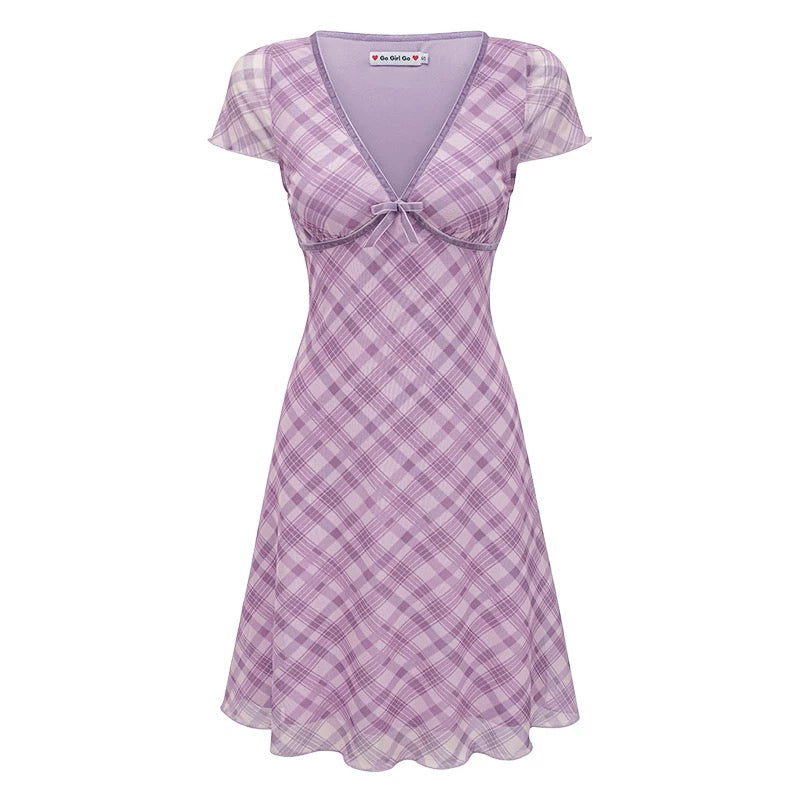 Plaid Mesh Dress HA29702