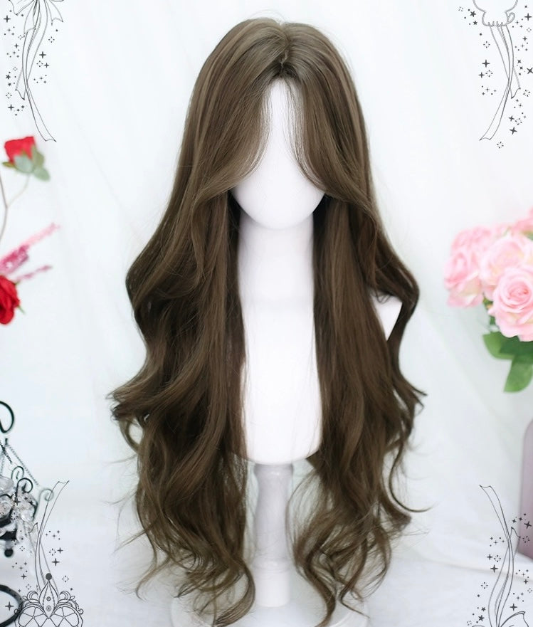 Brown long curly wig HA2407