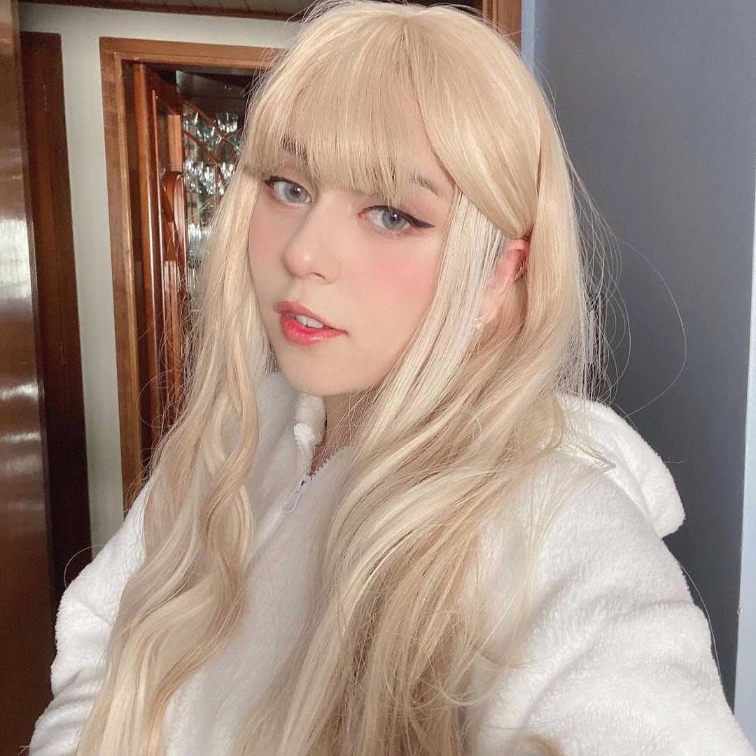 Long curly hair with natural bangs  HA0285