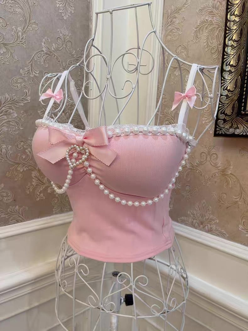 Bow Heart Pearl Tank Top HA2984