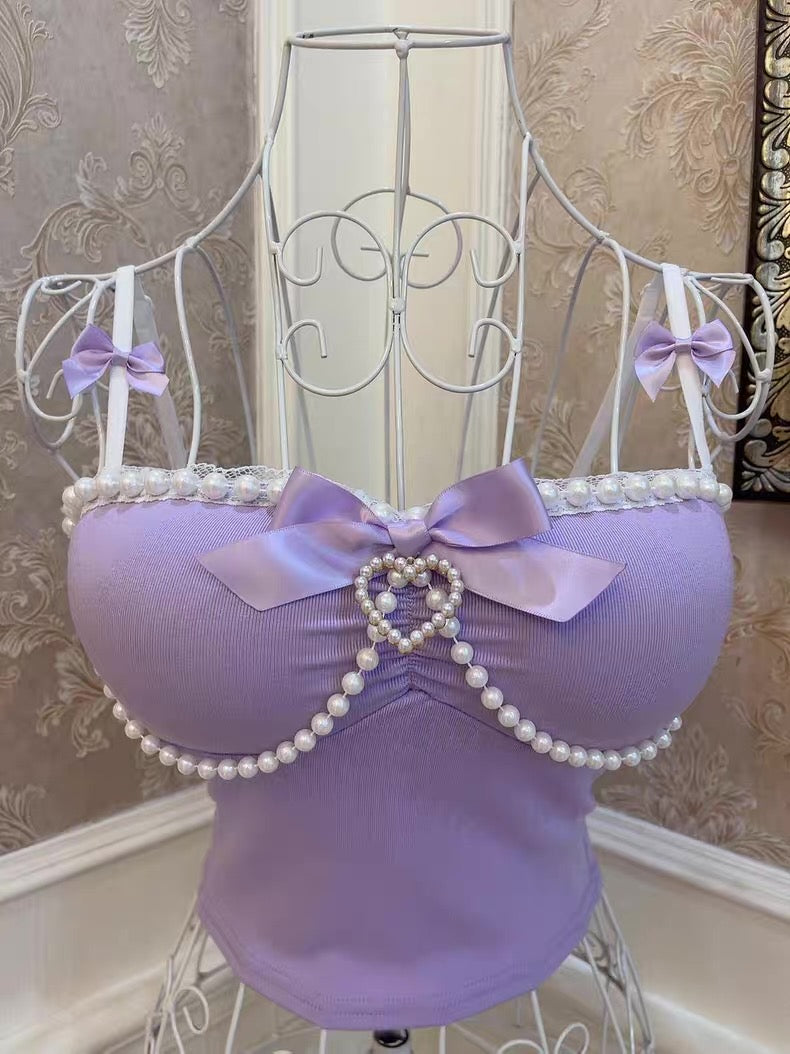 Bow Heart Pearl Tank Top HA2984