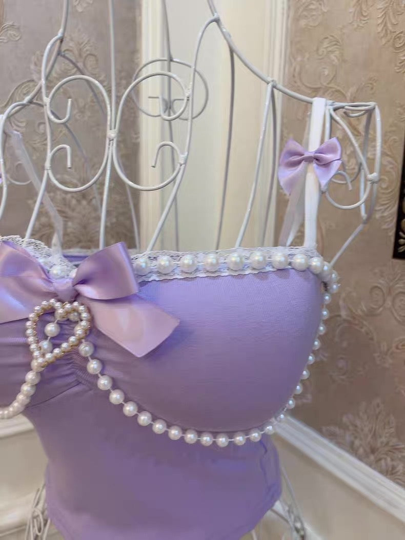 Bow Heart Pearl Tank Top HA2984