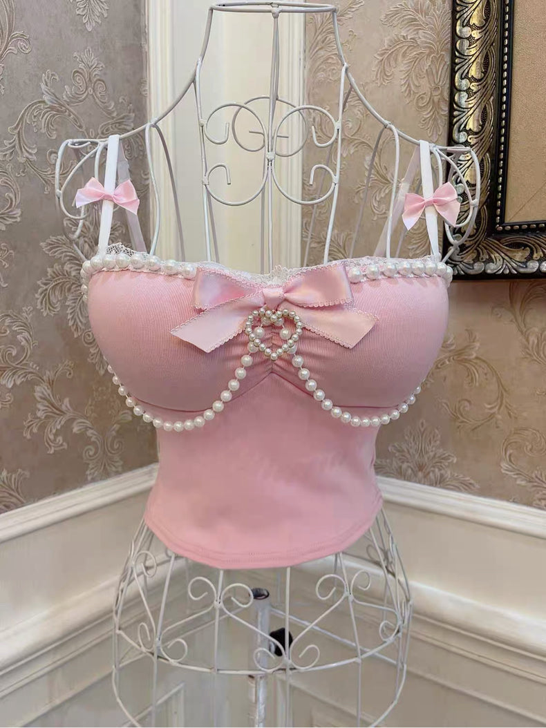 Bow Heart Pearl Tank Top HA2984