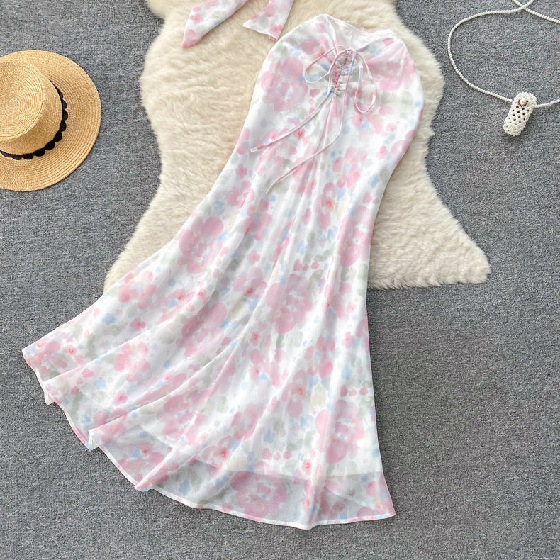 Pink floral two-piece suit HA2448
