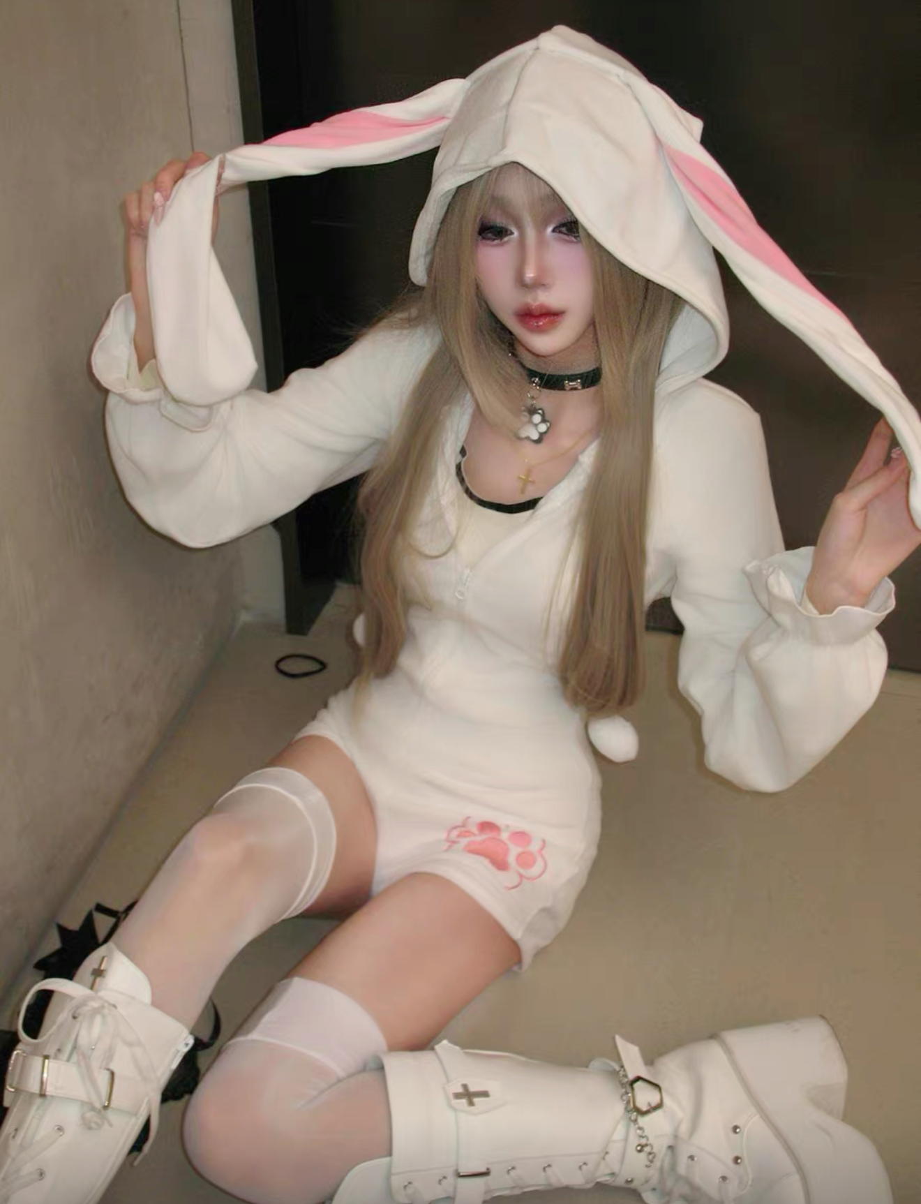 Cute Plush Bunny jumpsuit HA2860