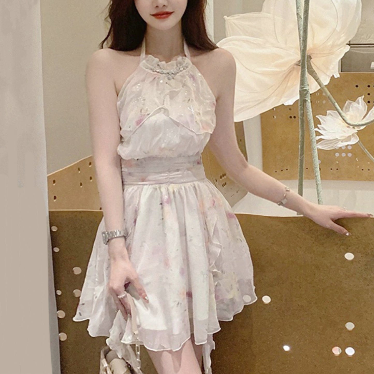 Floral halterneck dress HA2010