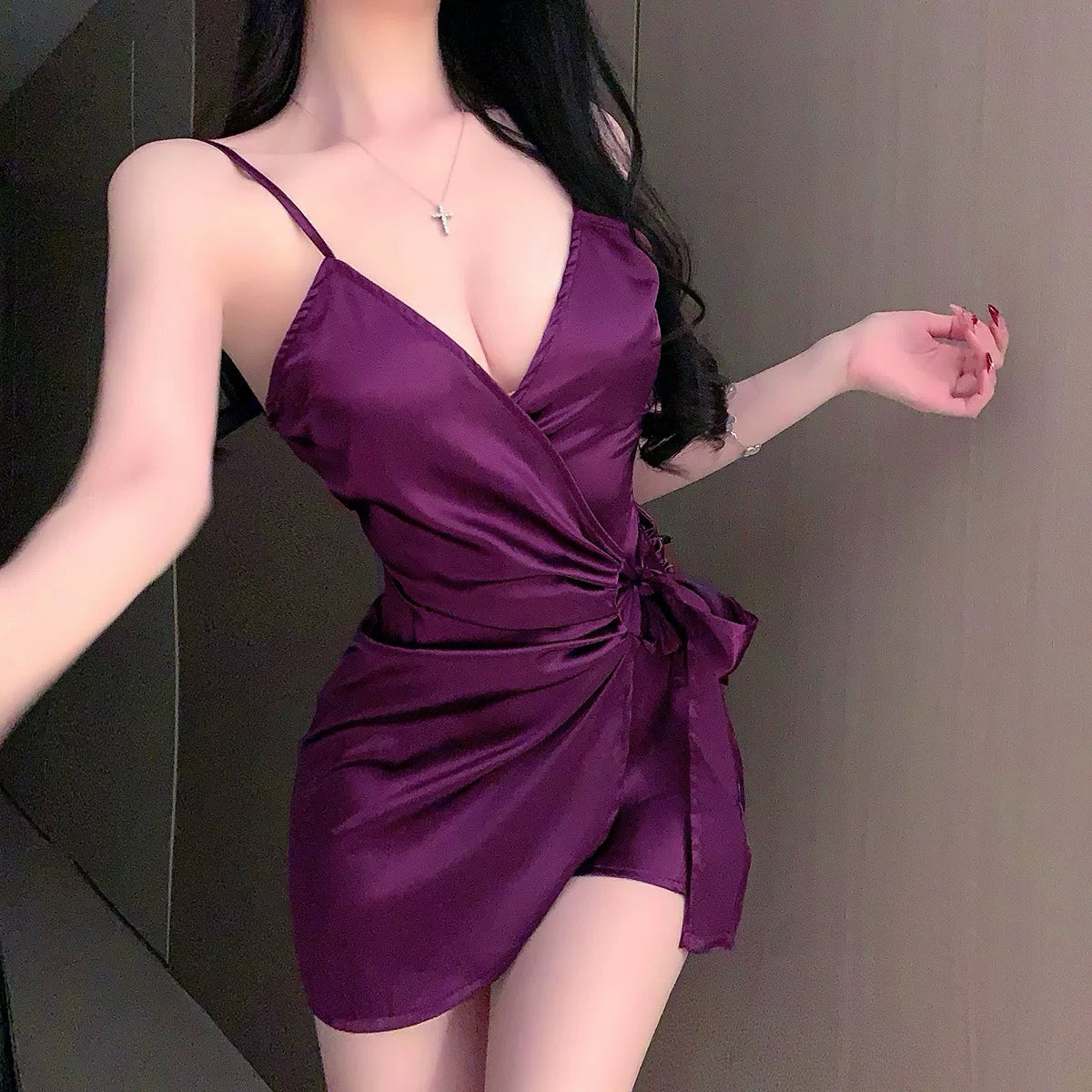 V-neck lace dress HA2882