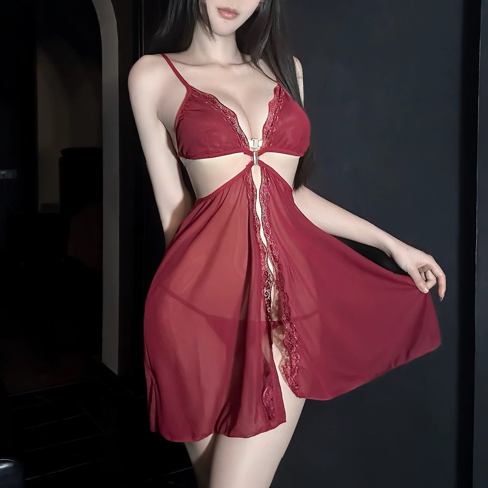 Red gauze dress HA2959