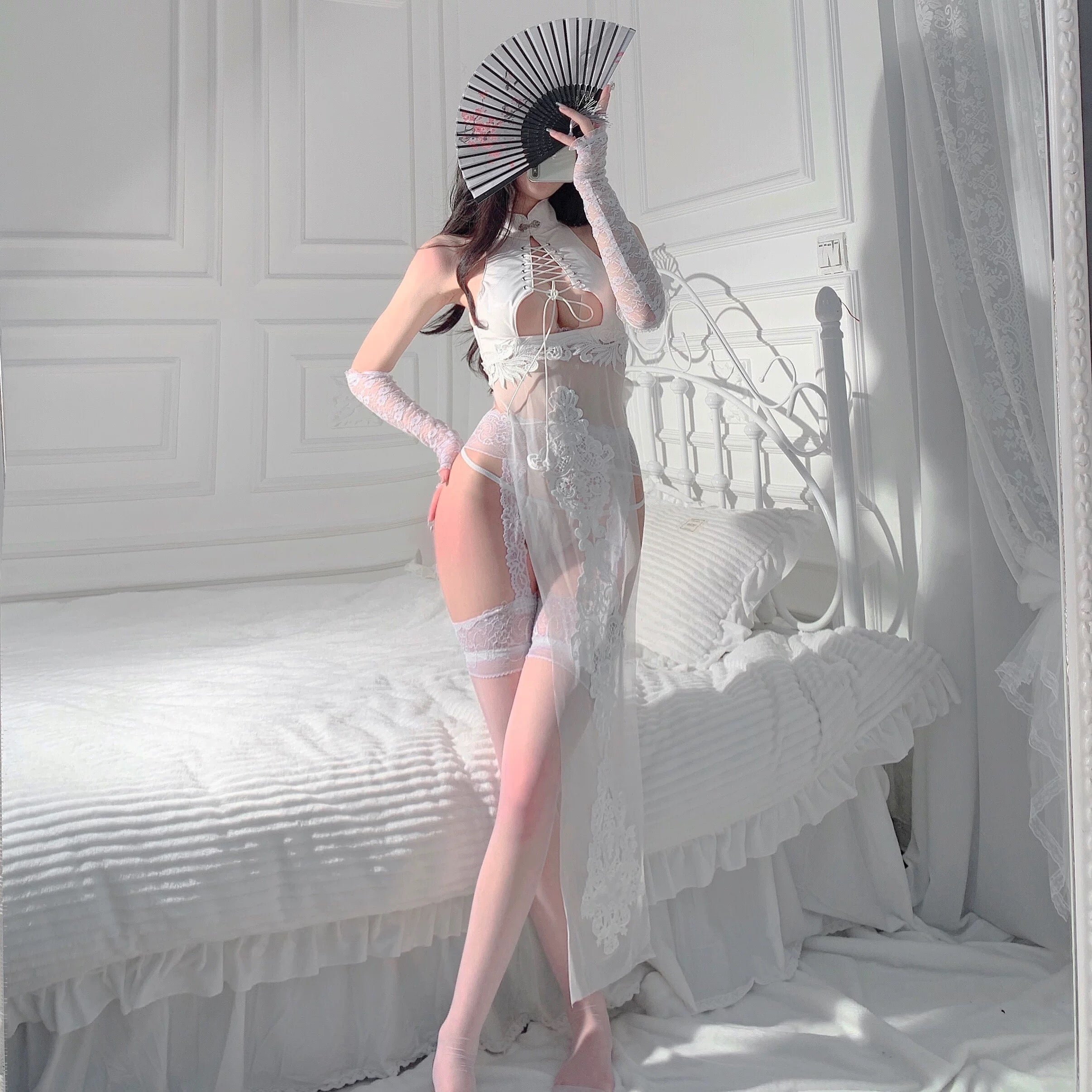 Hollow cheongsam dress HA2809