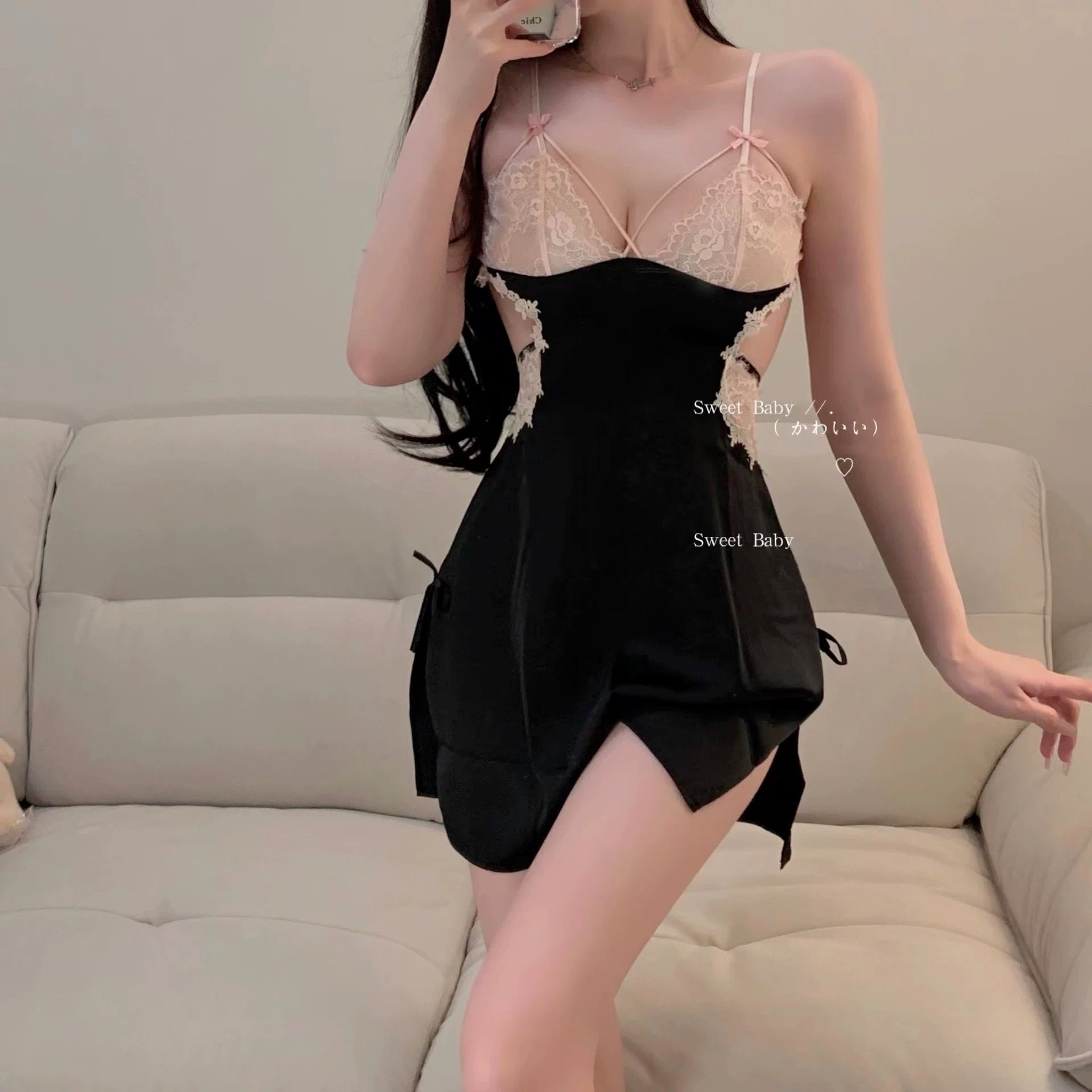 Lace suspender dress HA2814