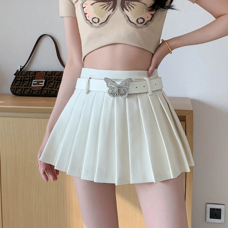 A-line skirt with pleated butterfly belt HA2037