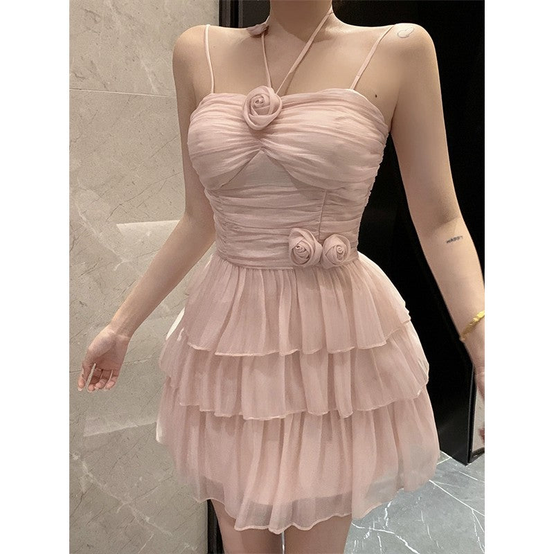 Halter neck waist slim suspender dress HA1953