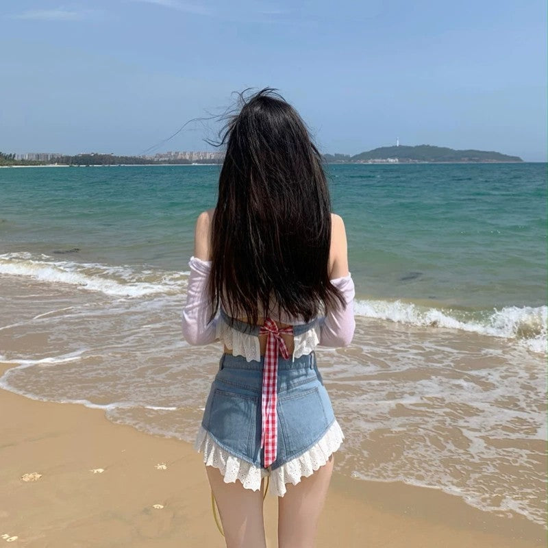 Spice Girls Halter Jeans Blouse  HA1743