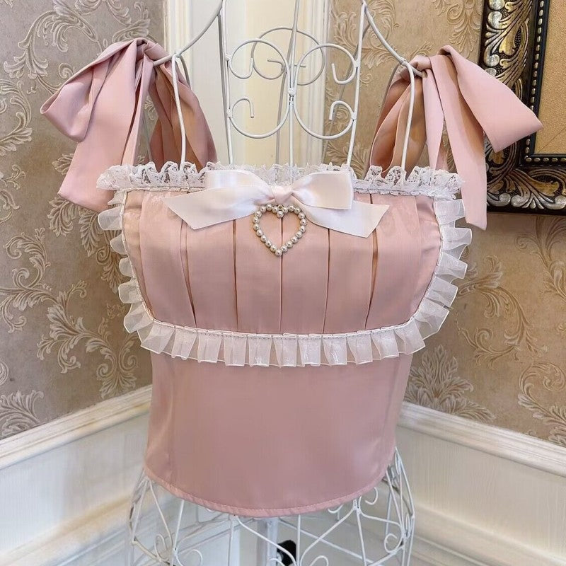 Bow Tie Pearl Heart Top   HA1828