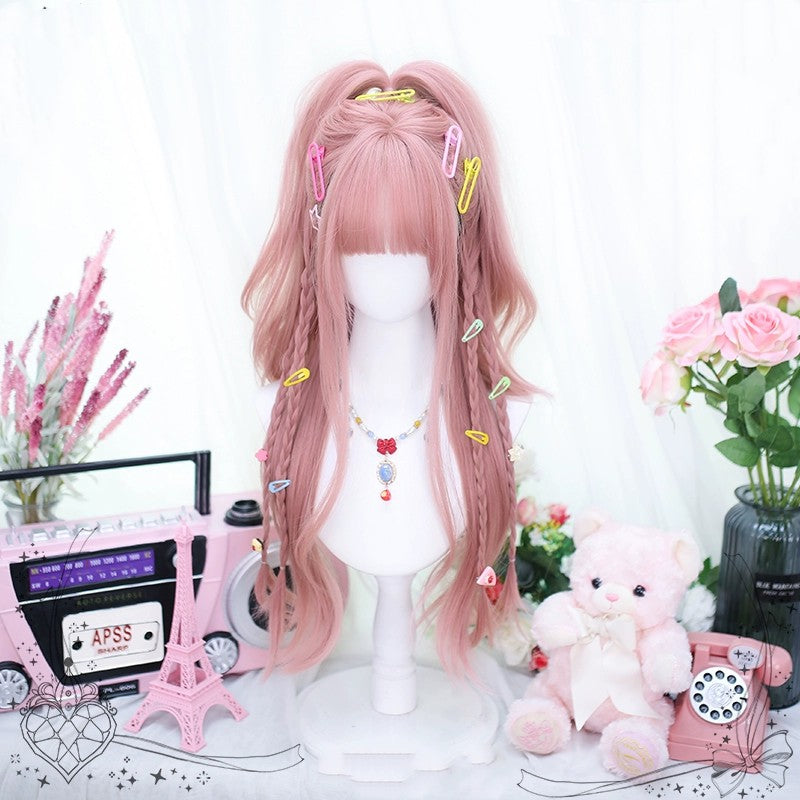 Lnternet celebrity pink girl long curly wig   HA2026