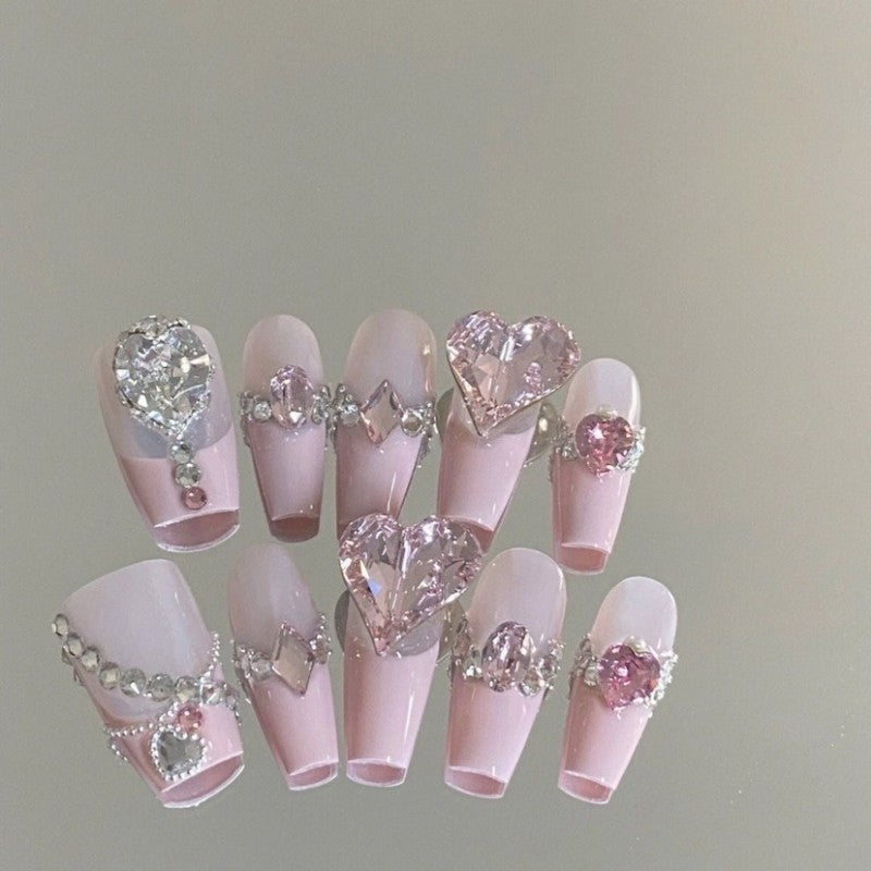 Light pink princess diamond nail art   HA1922