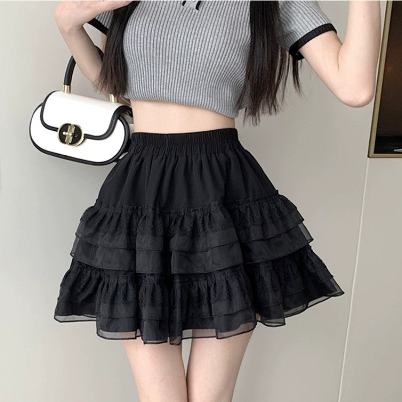 White Mesh Puff Skirt HA1949