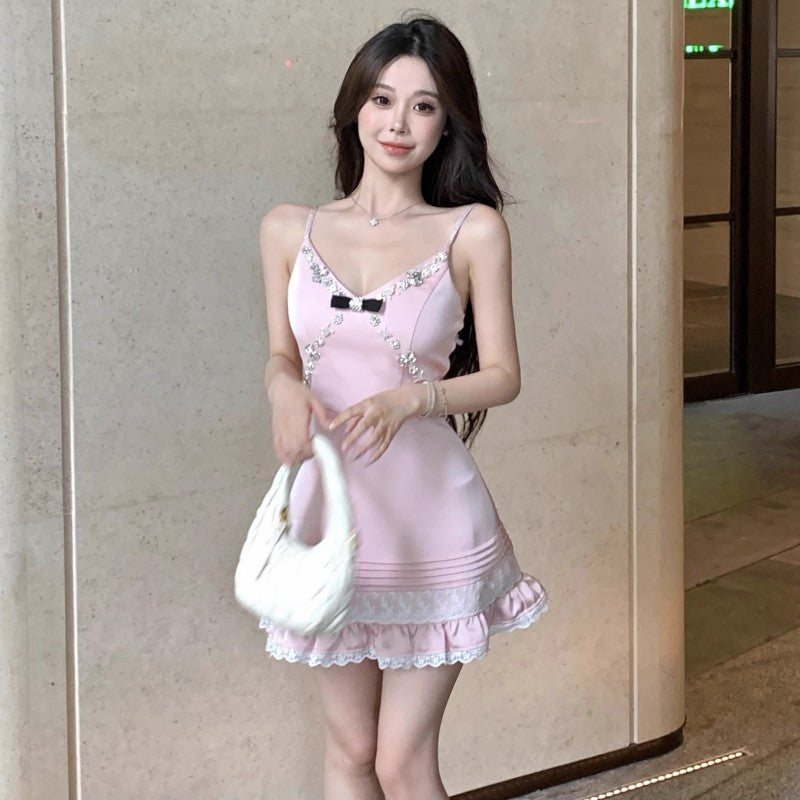Satin Rhinestone Slip Dress HA1974