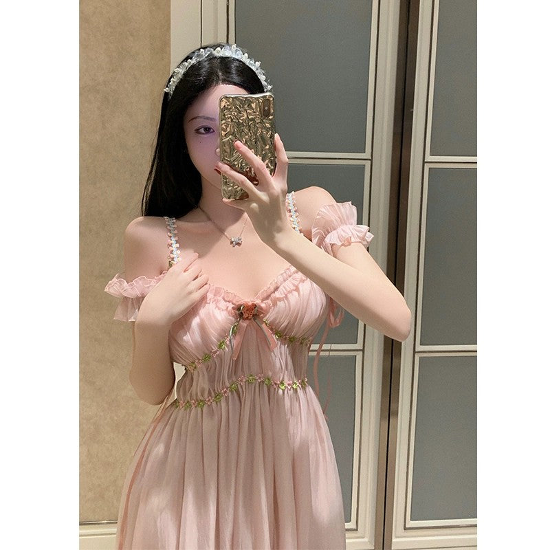 Pink fairy dress with straps HA2006