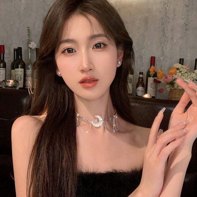 Star Moon Tassel Clavicle Chain   HA1854