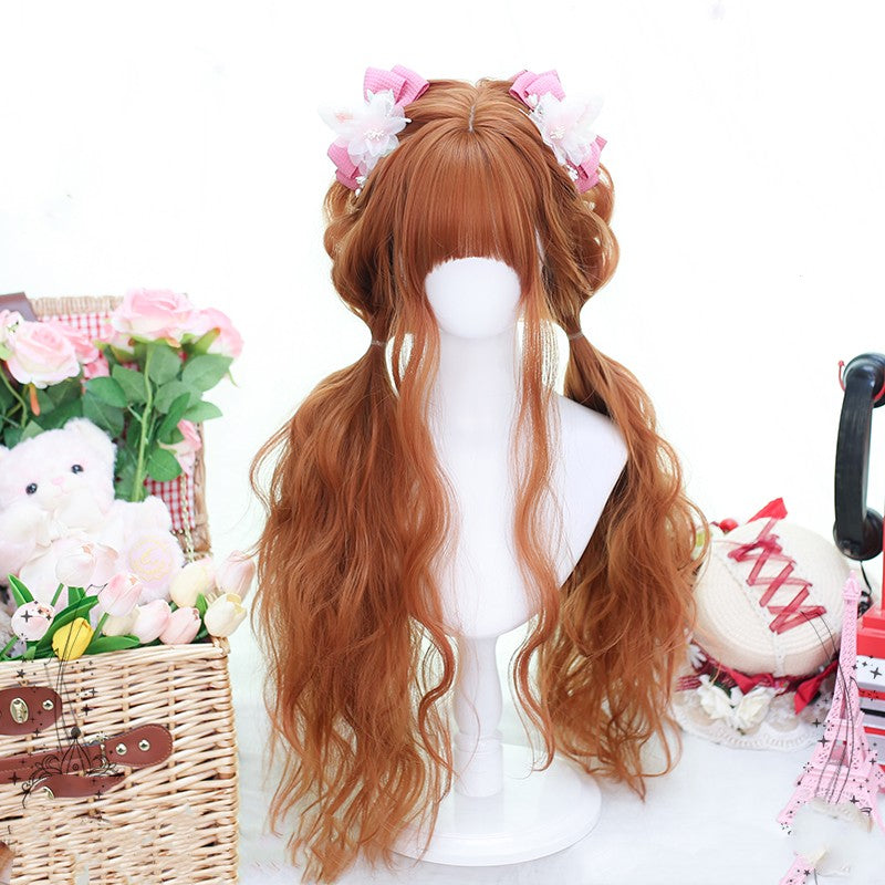 Dirty orange long curly wig   HA1834