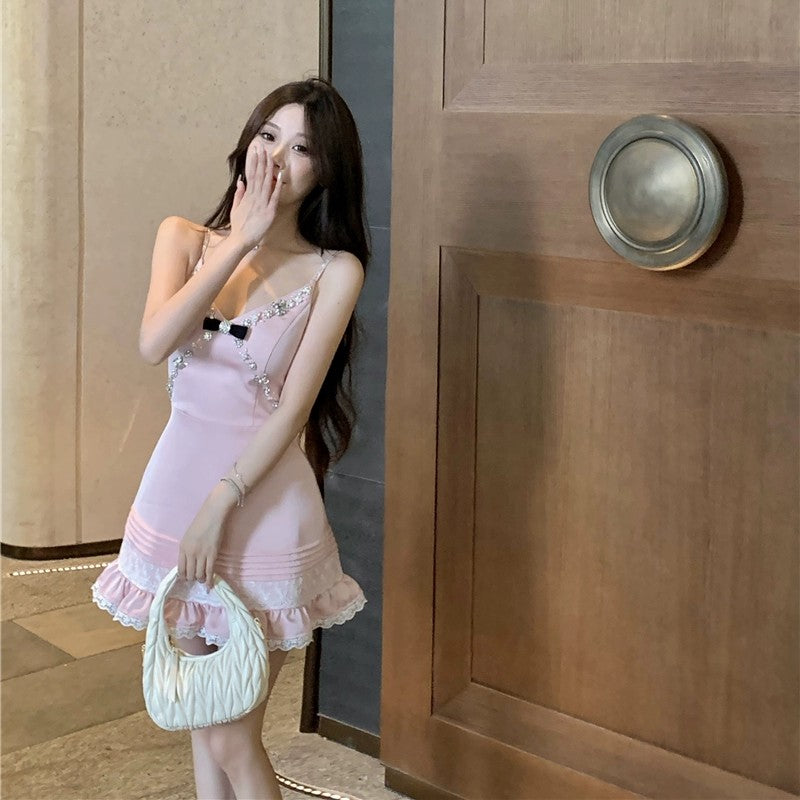 Satin Rhinestone Slip Dress HA1974