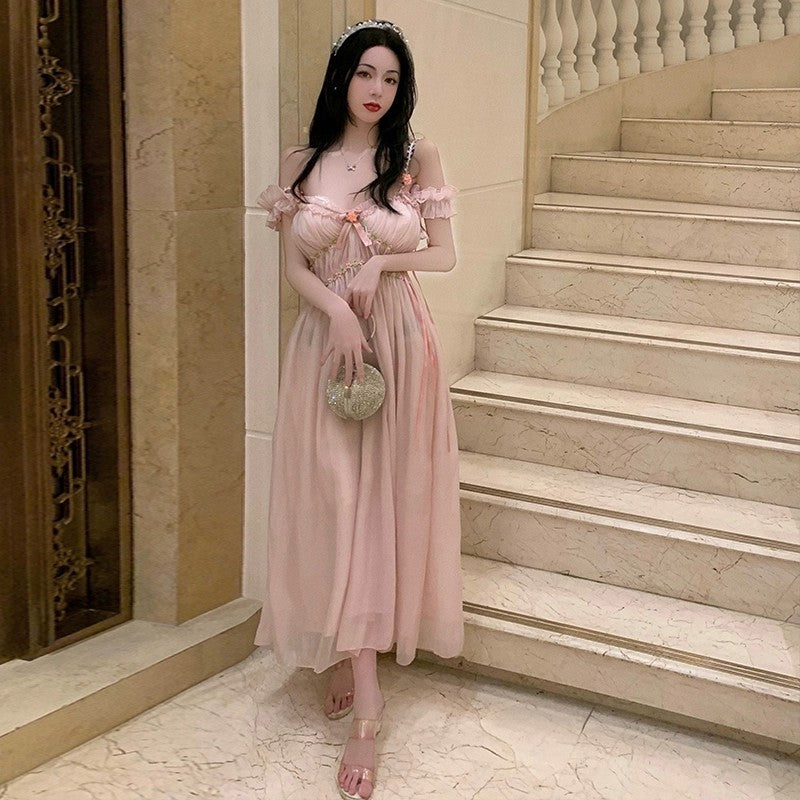 Pink fairy dress with straps HA2006