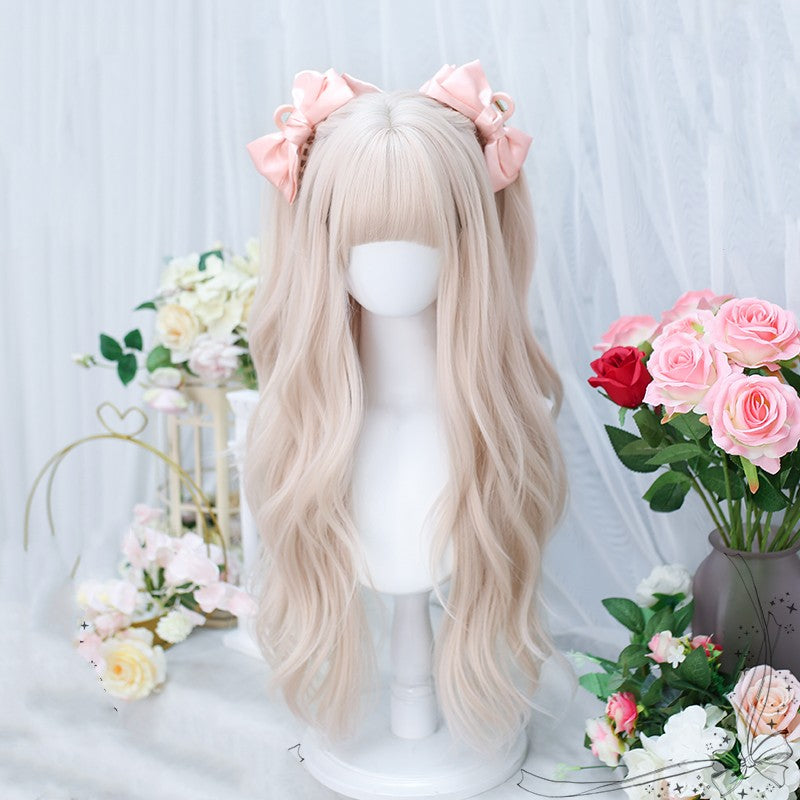 Pink natural long curly wig   HA1835
