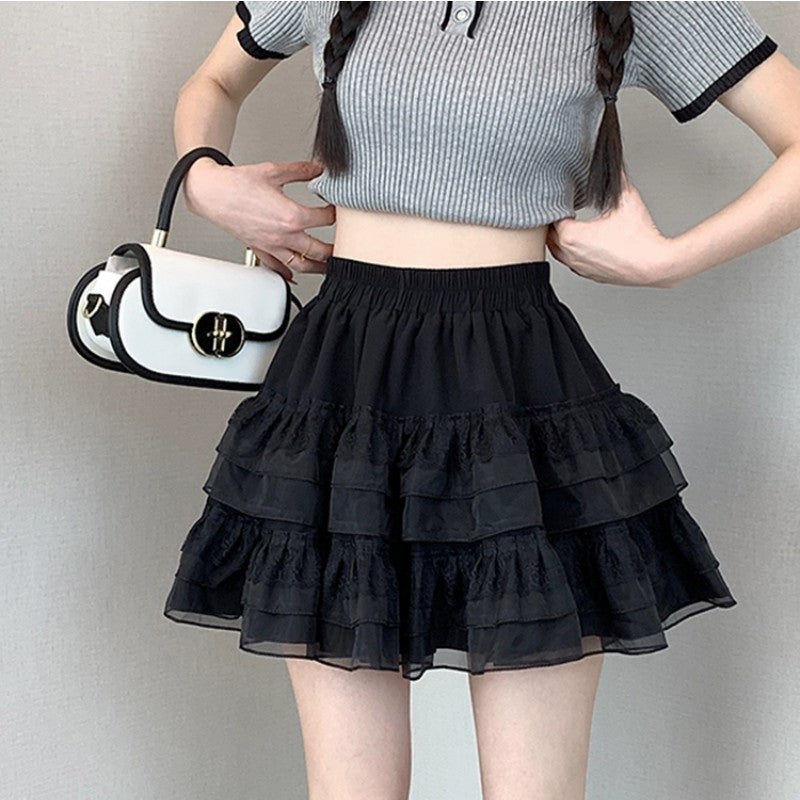 White Mesh Puff Skirt HA1949