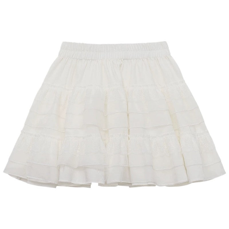 White Mesh Puff Skirt HA1949