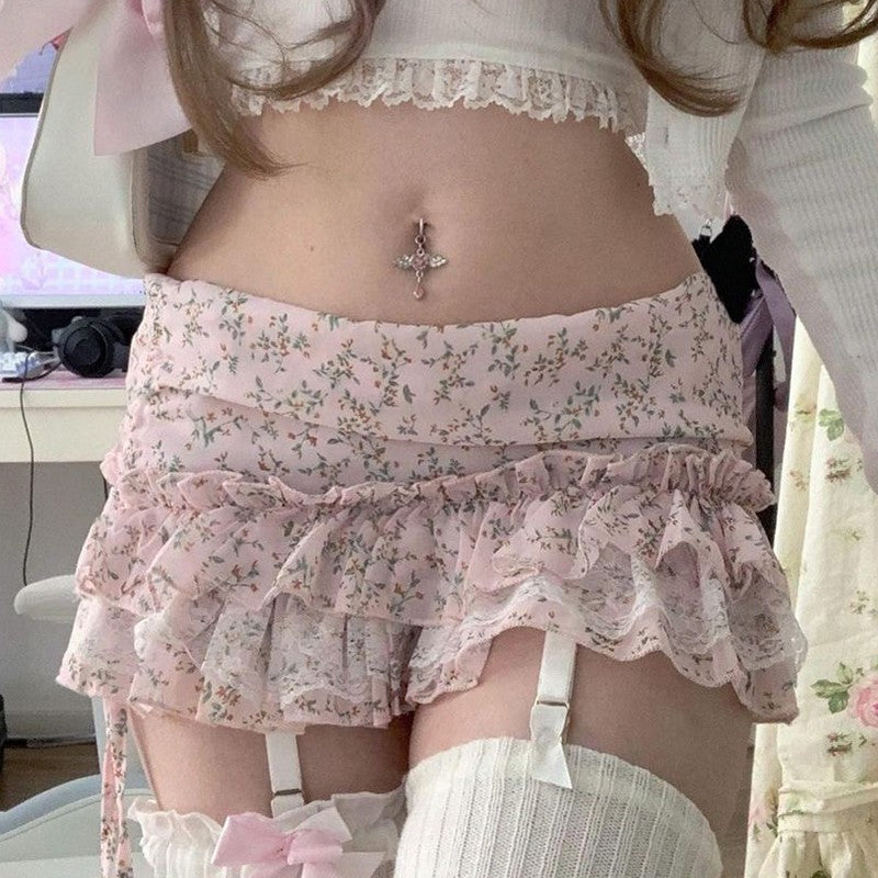 Pastoral Floral Pink Skirt HA2070