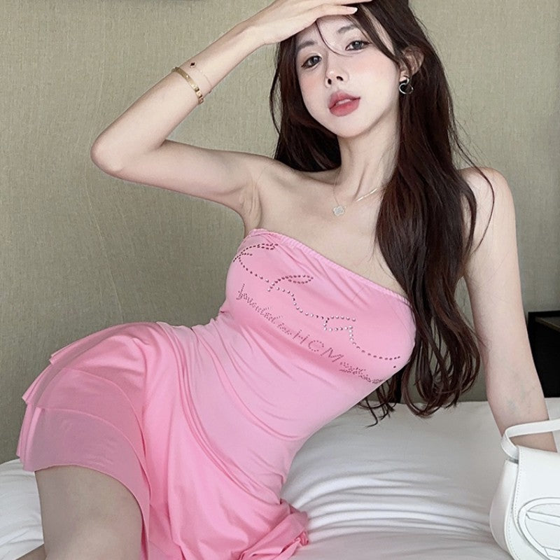 Pink tube top cake skirt HA2067