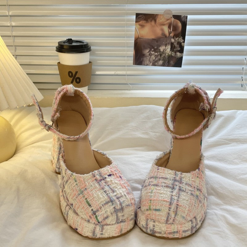 Barbie pink high heel leather shoes   HA1979