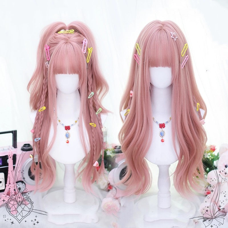 Lnternet celebrity pink girl long curly wig   HA2026