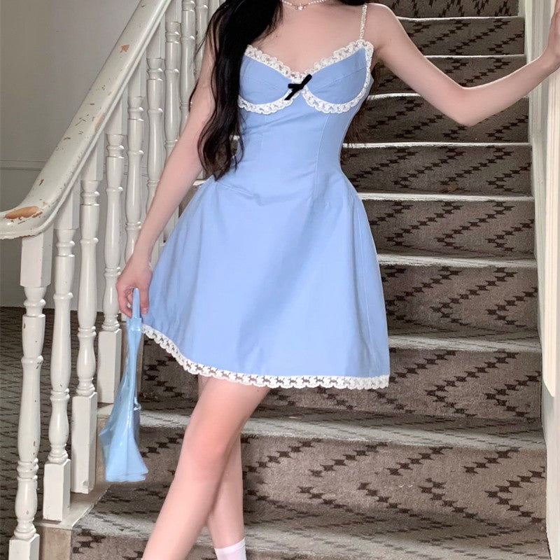Blue Bow Slip Dress   HA1885