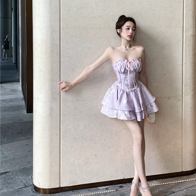 Slim Fit Jacquard Ruffle Dress HA2118