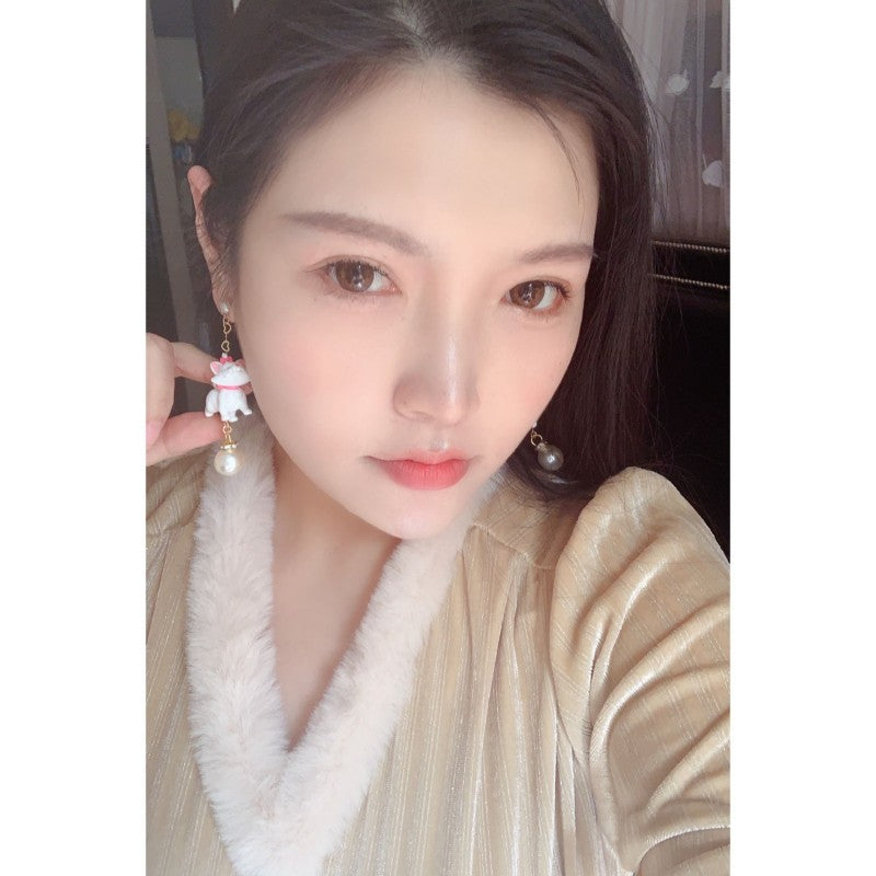 Tsundere Mary cat bow stud ear clip   HA1973
