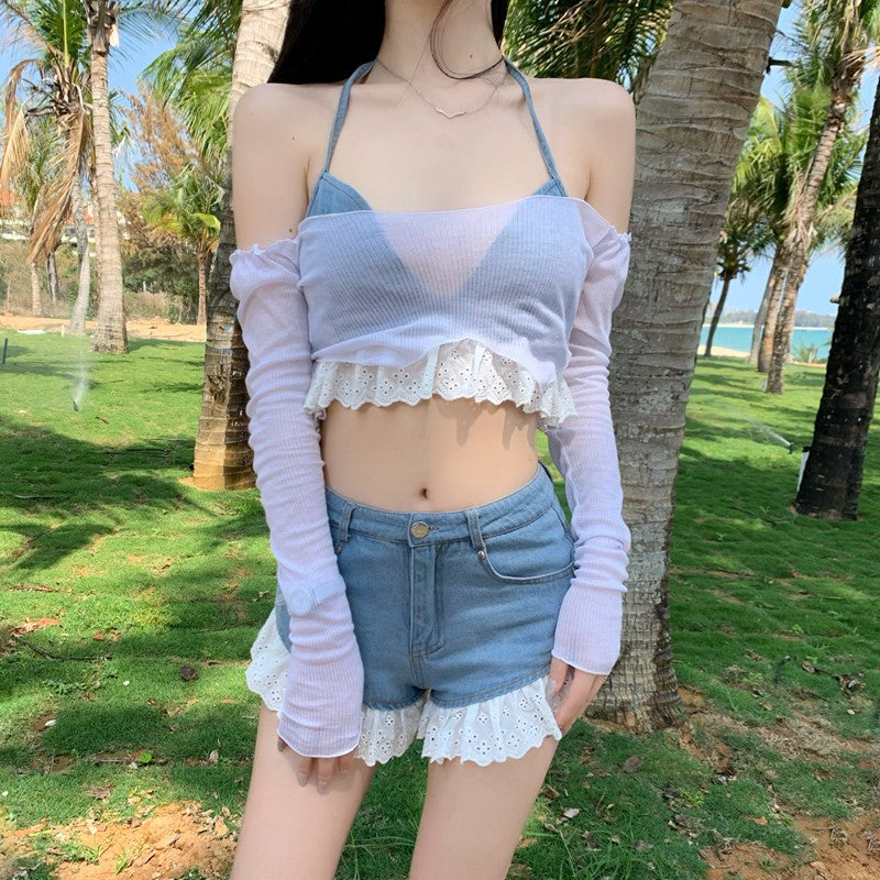 Spice Girls Halter Jeans Blouse  HA1743