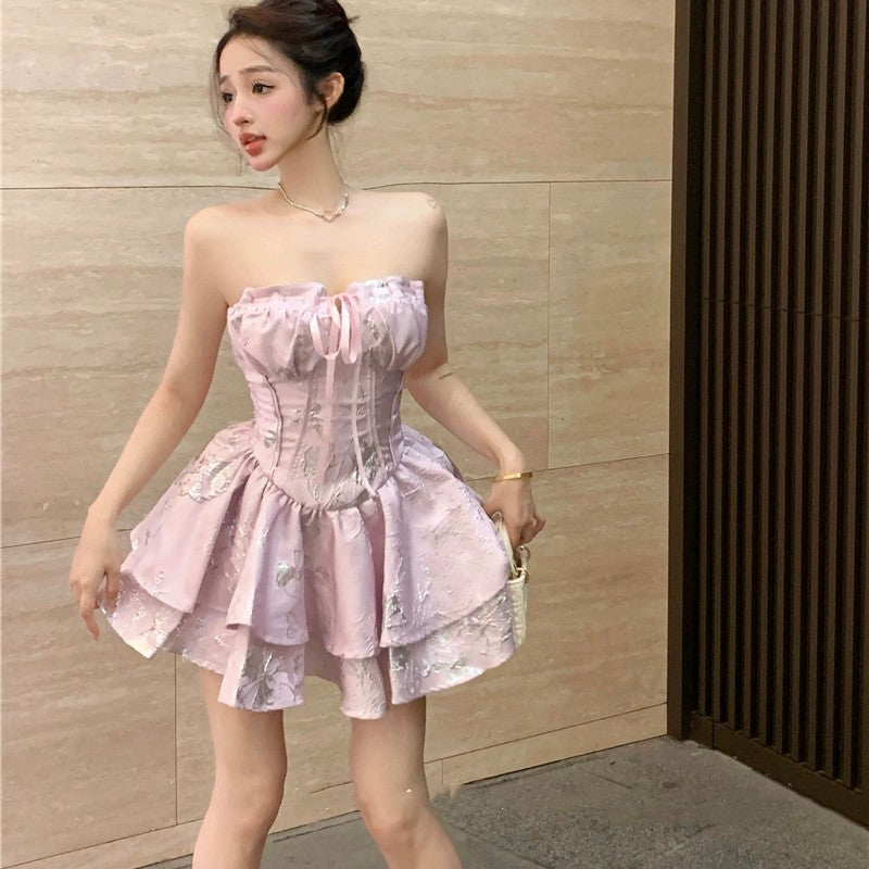 Slim Fit Jacquard Ruffle Dress HA2118