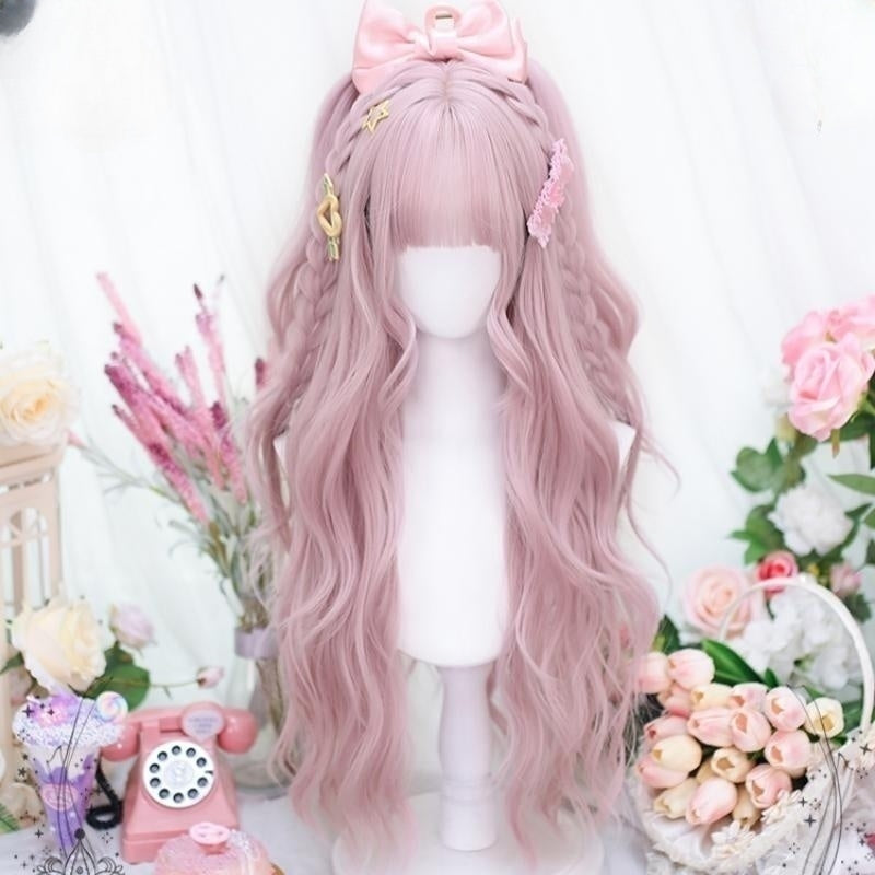 Peach bobo powder long wig   HA2184