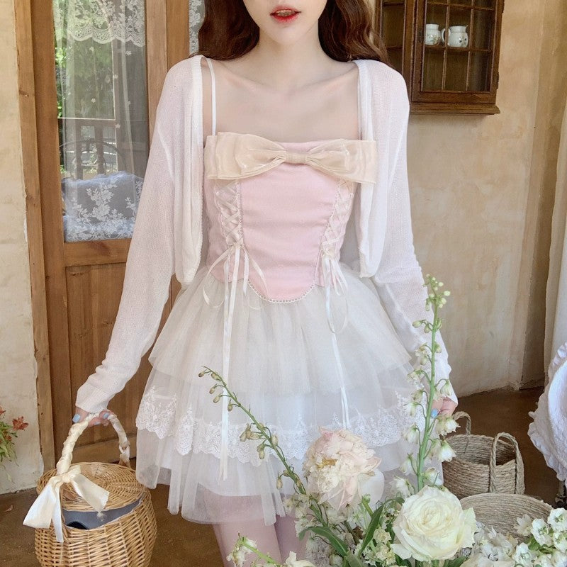 Bowknot mesh dress   HA1952